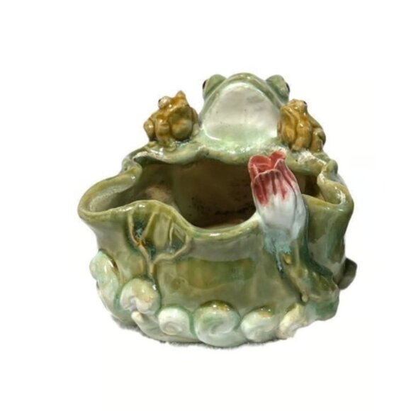 Green Glazed Frog Planter Pot - Picture 10 of 14